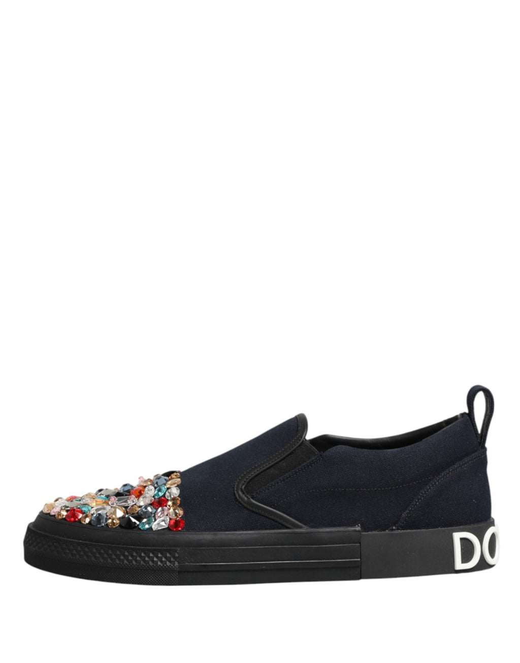 Dolce & Gabbana | Blue & Beige Canvas Embellished Slip On Men Sneakers