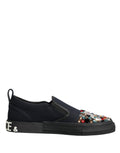 Dolce & Gabbana | Blue & Beige Canvas Embellished Slip On Men Sneakers