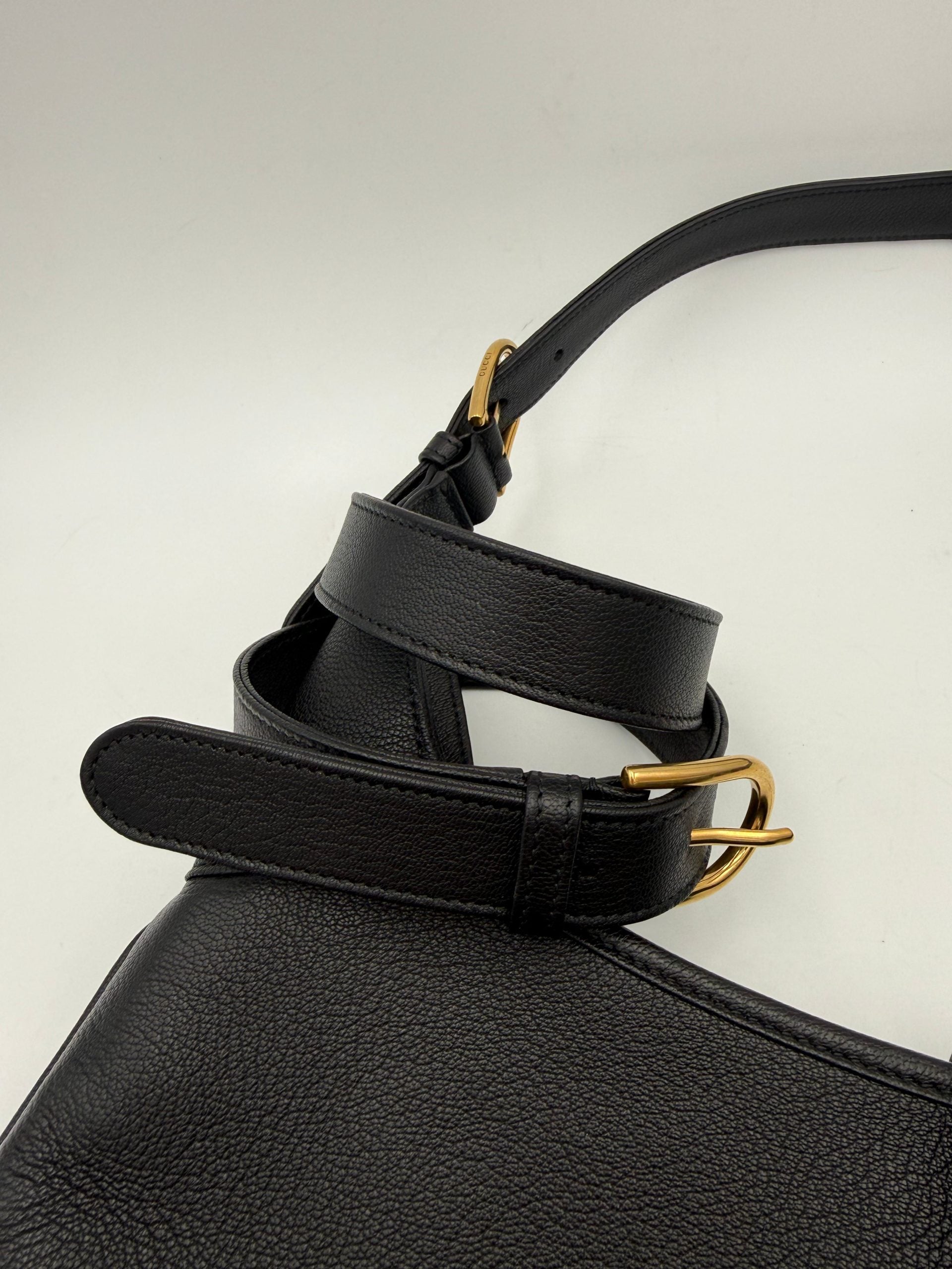 Gucci | Aphrodite Black Leather Large Shoulder Bag