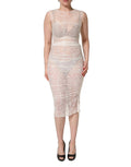 Dolce & Gabbana | White Floral Lace Sheer Sleeveless Midi Dress