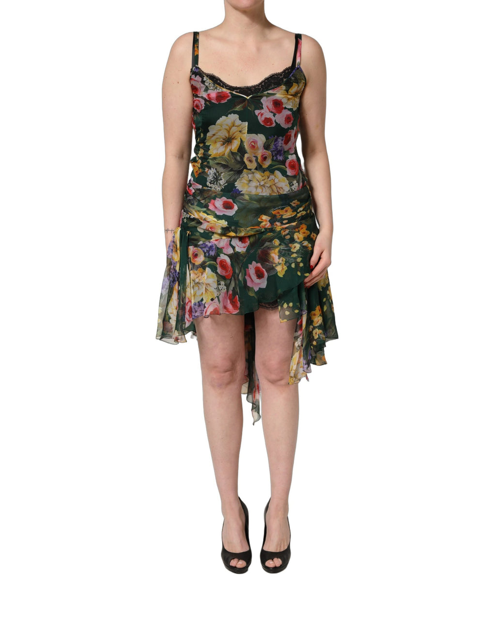Dolce & Gabbana | Multicolor Floral Print Sleeveless Mini Dress