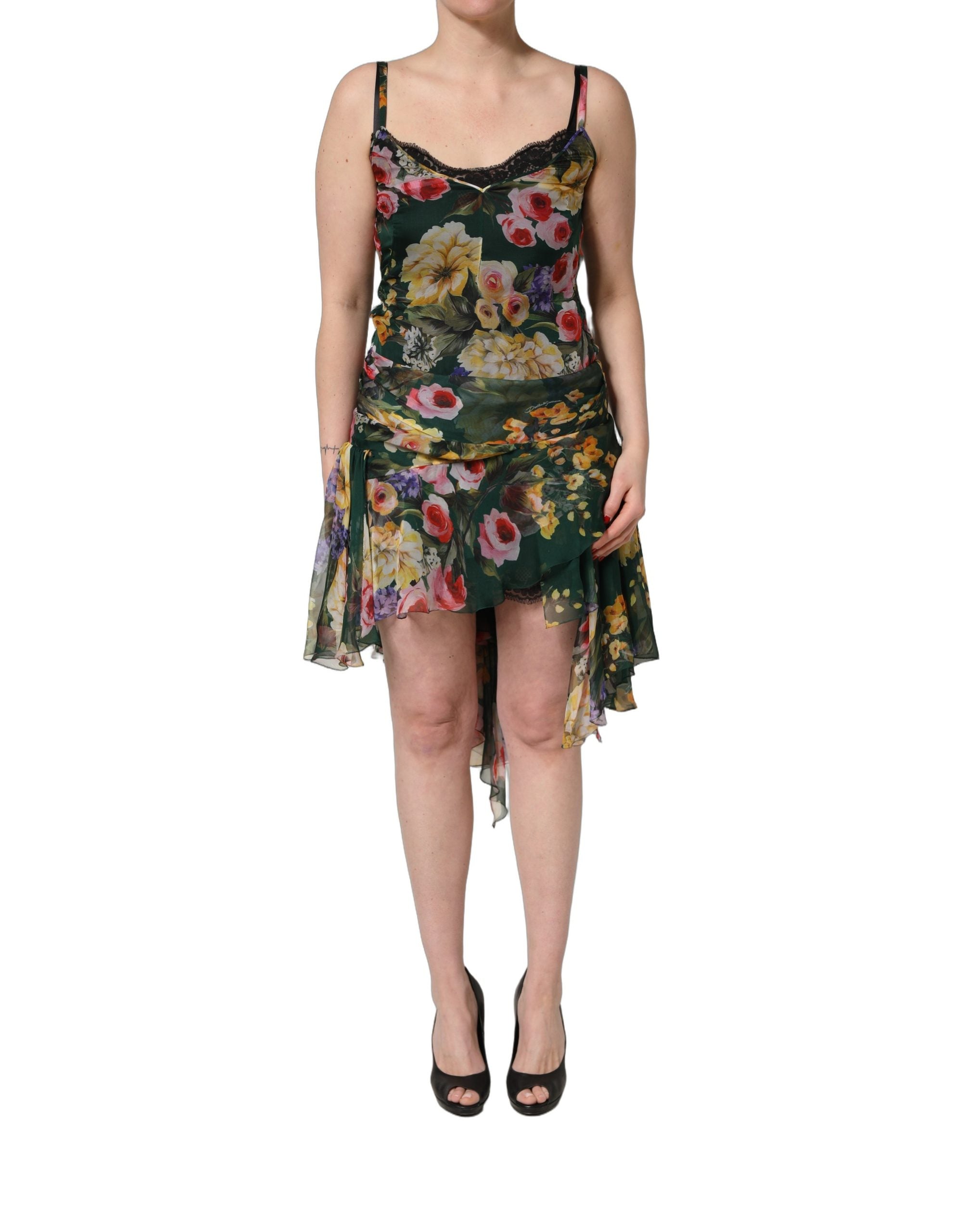 Dolce & Gabbana | Multicolor Floral Print Sleeveless Mini Dress