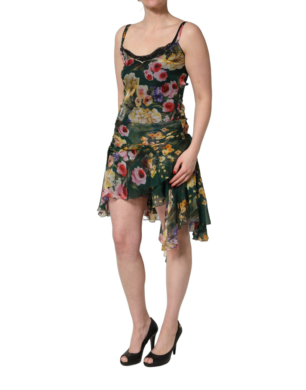 Dolce & Gabbana | Multicolor Floral Print Sleeveless Mini Dress