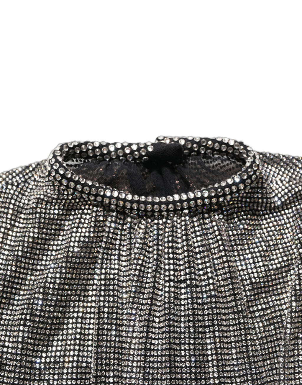 Dolce & Gabbana | Silver Rhinestones Long Sleeves Bodysuit Dress
