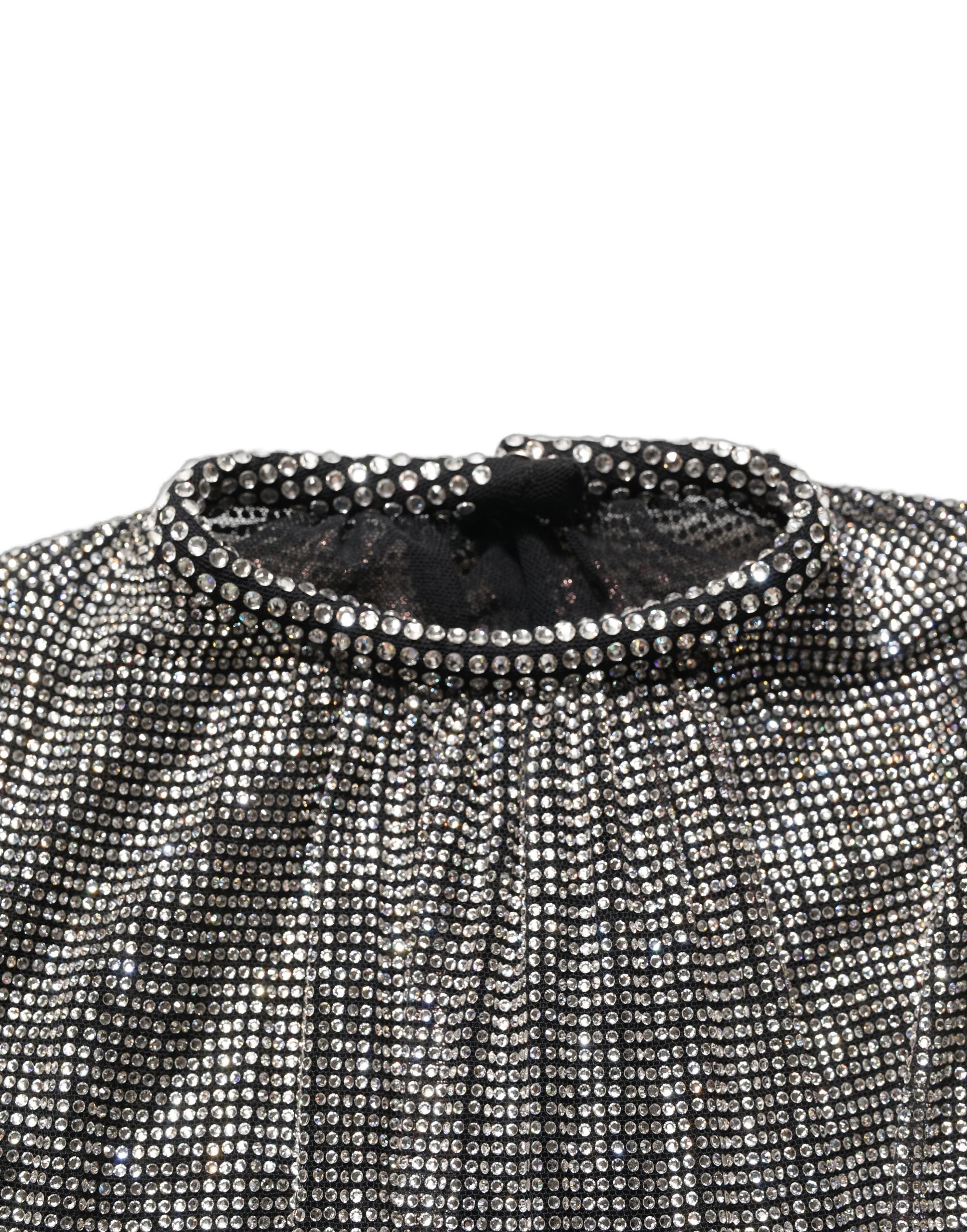 Dolce & Gabbana | Silver Rhinestones Long Sleeves Bodysuit Dress