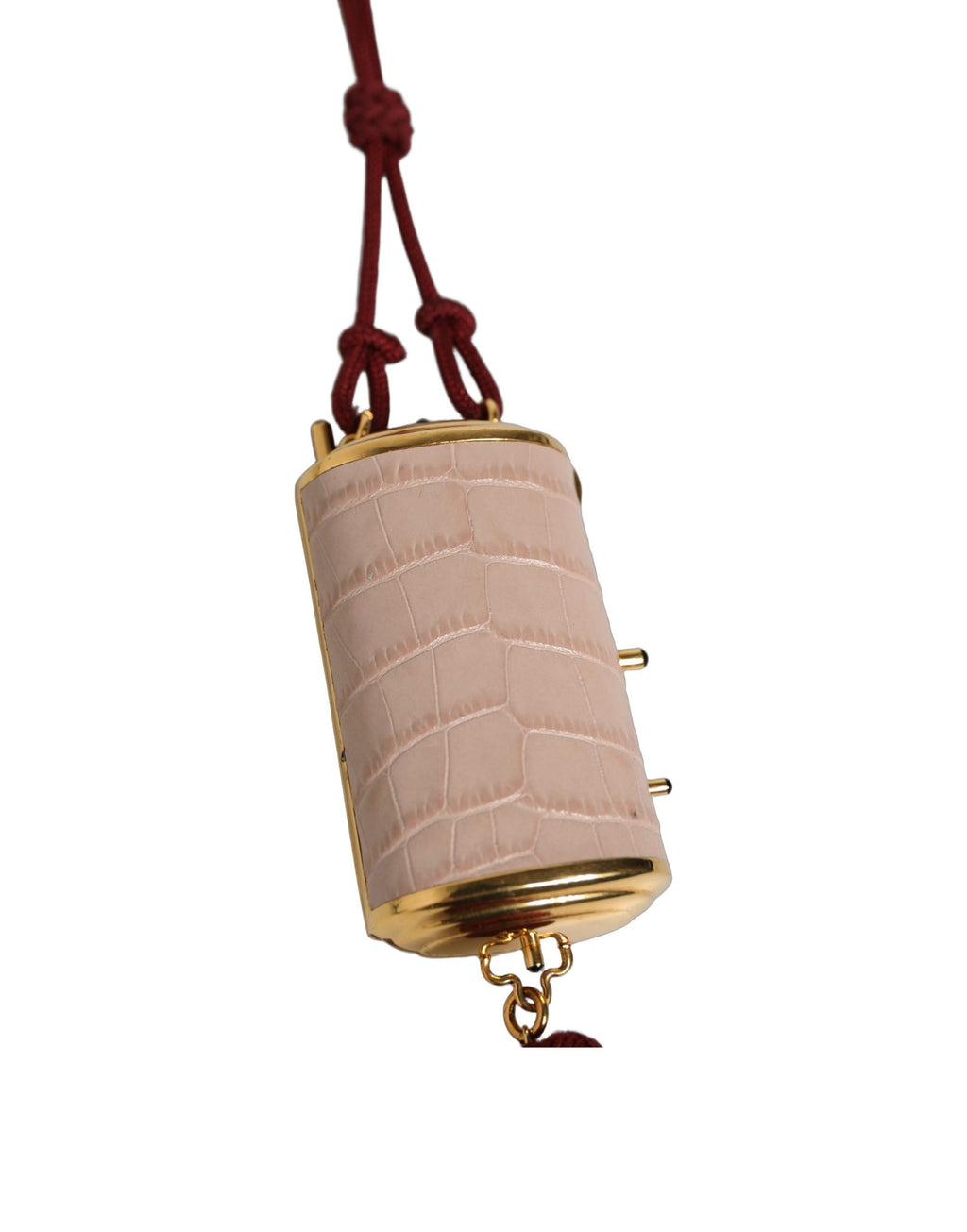 Dolce & Gabbana | Pink Exotic Leather Mini Mirror Tassel Makeup Bag