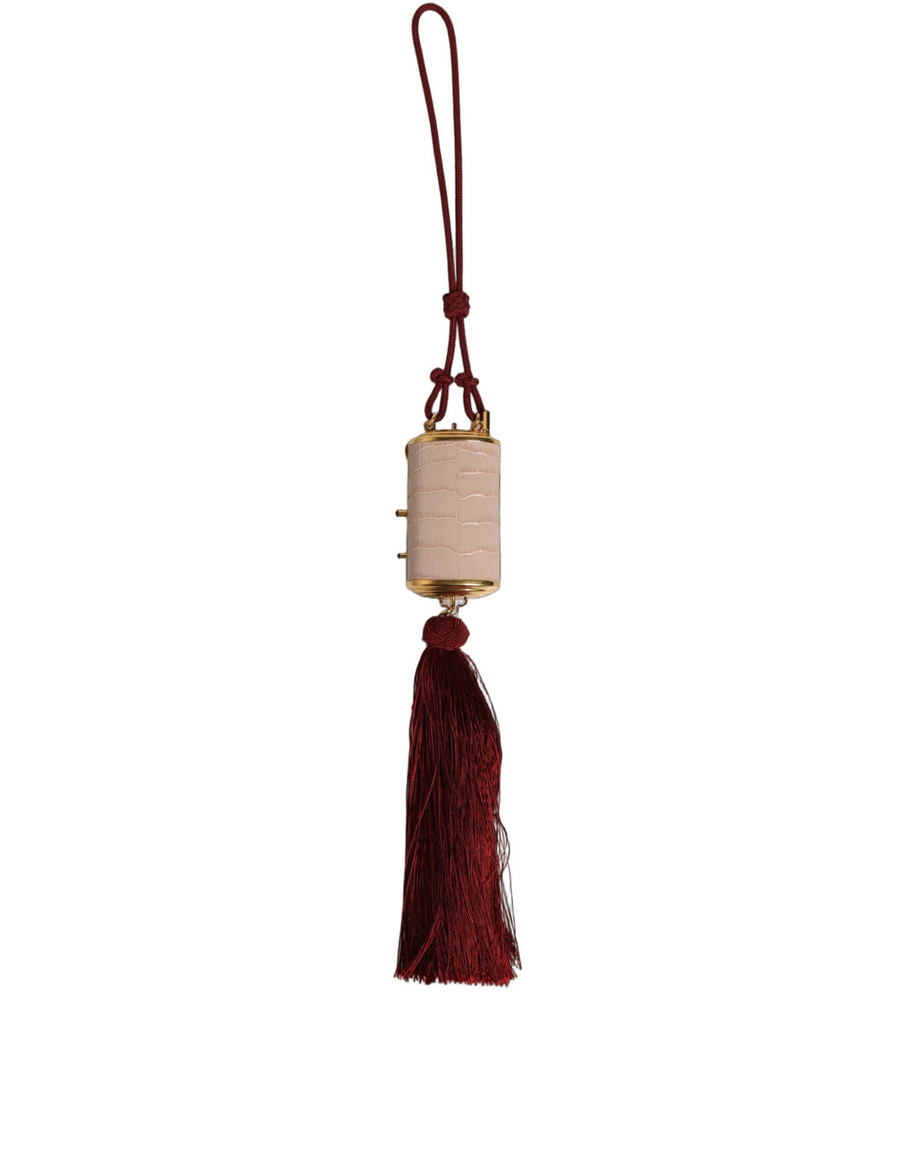 Dolce & Gabbana | Pink Exotic Leather Mini Mirror Tassel Makeup Bag