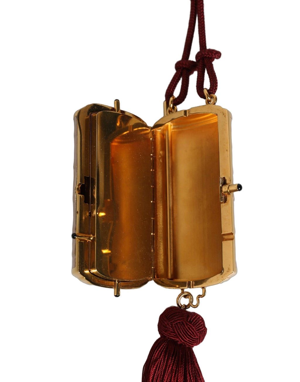 Dolce & Gabbana | Pink Exotic Leather Mini Mirror Tassel Makeup Bag