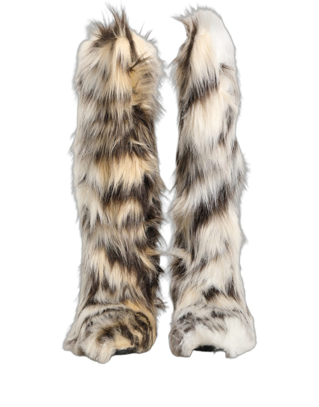 Multicolor Knee High Faux Fur Boots Shoes