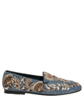 Blue Velvet Embellished Dress Loafers Shoes