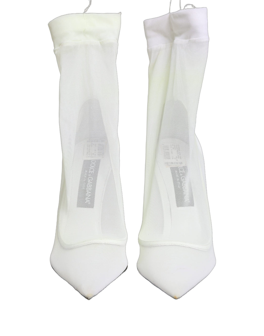 White Tulle Stretch Mesh Sock Boots Shoes
