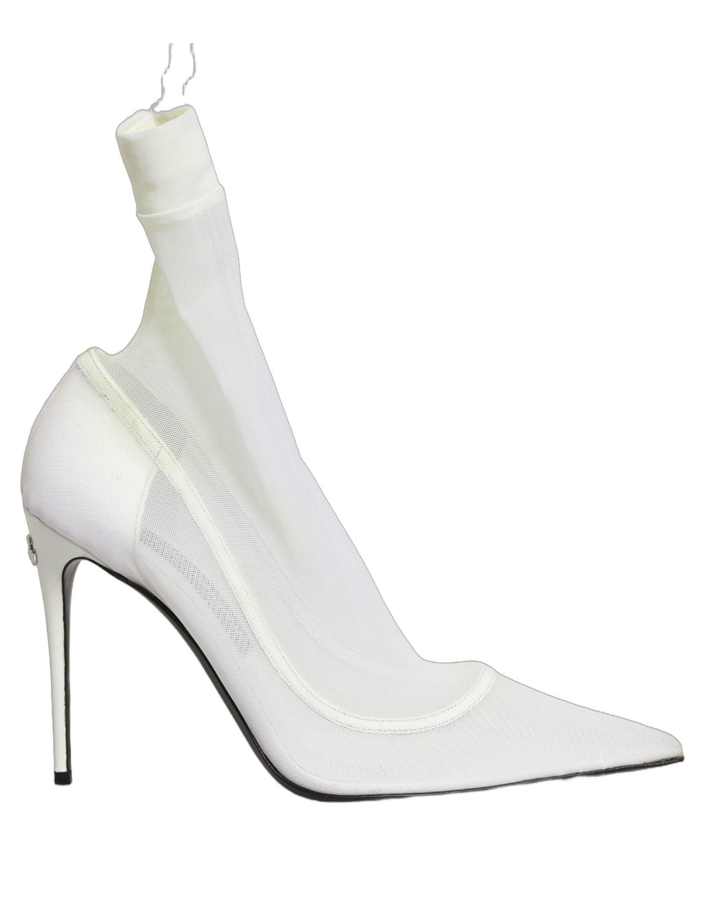 White Tulle Stretch Mesh Sock Boots Shoes