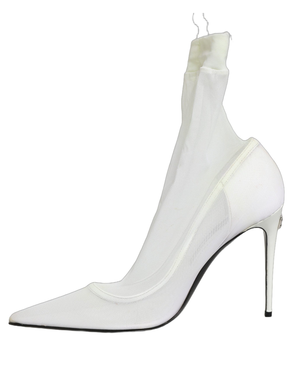 White Tulle Stretch Mesh Sock Boots Shoes