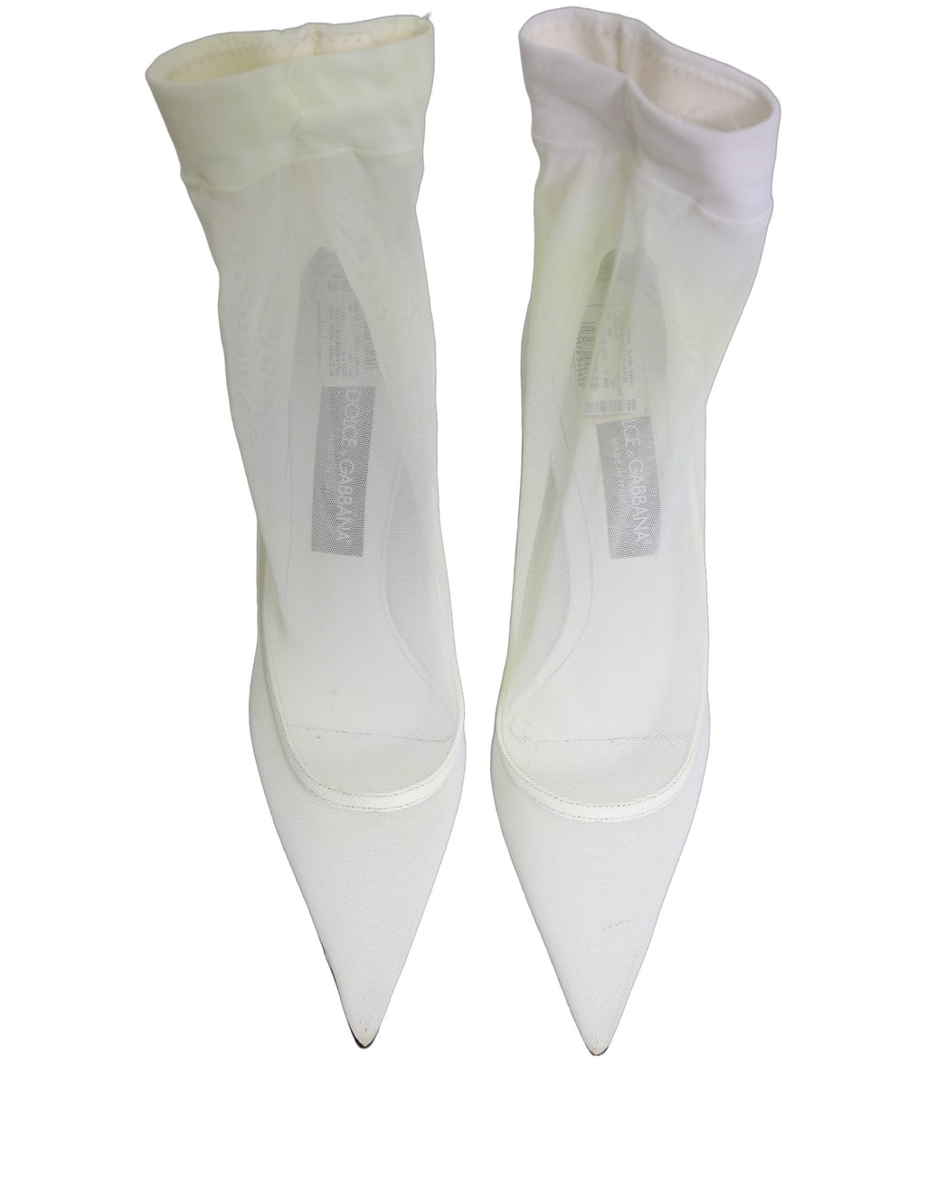 White Tulle Stretch Mesh Sock Boots Shoes
