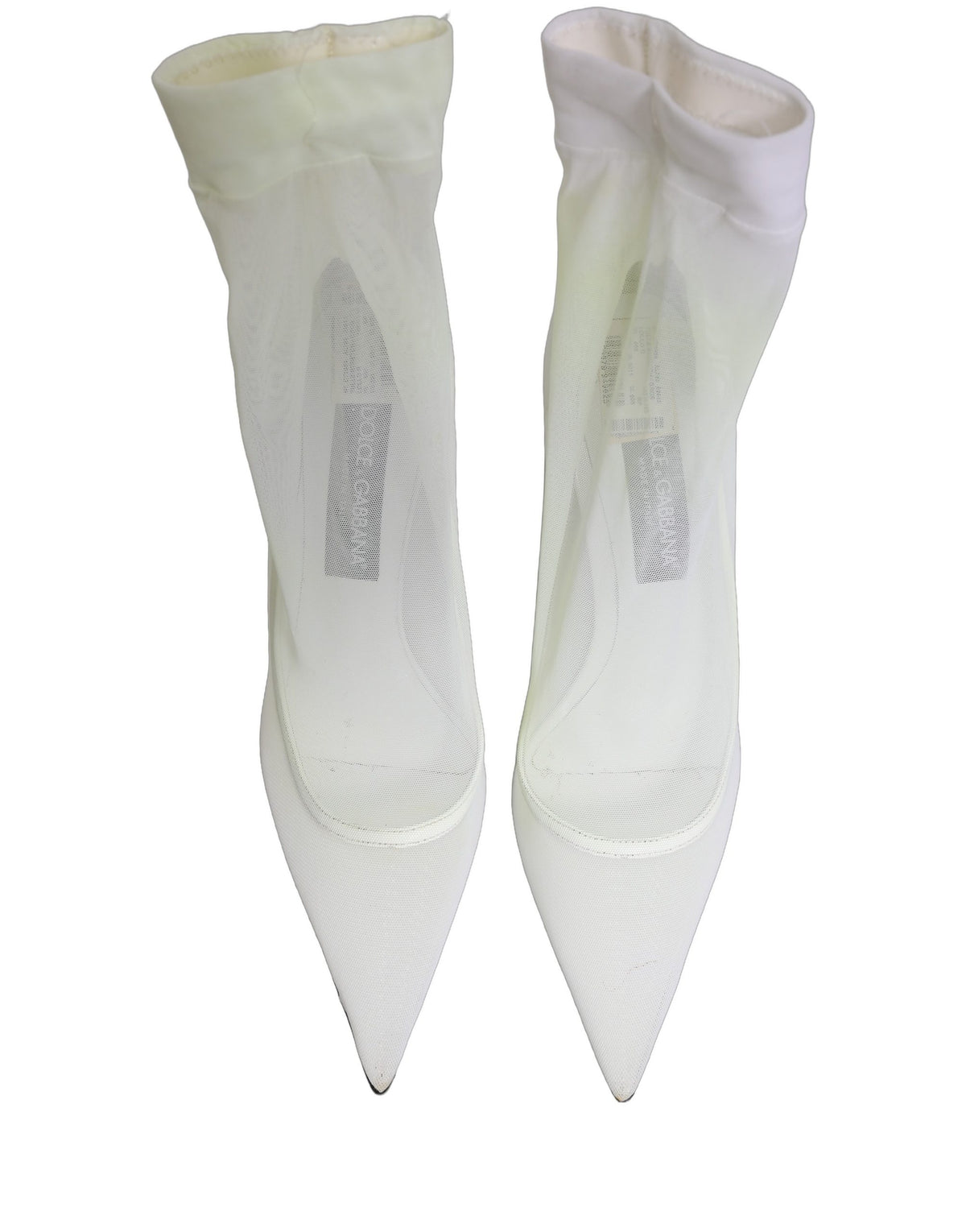 White Tulle Stretch Mesh Sock Boots Shoes