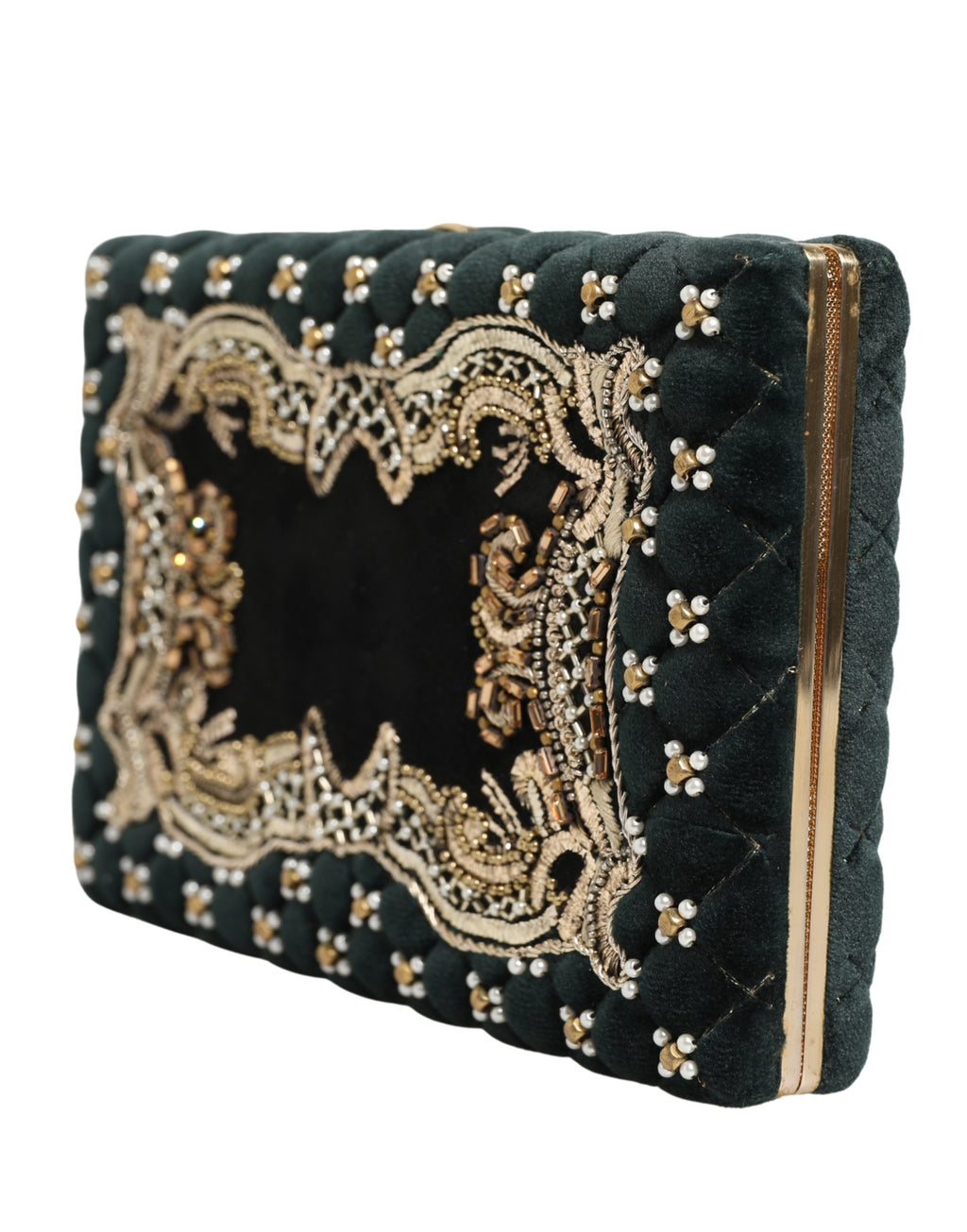 Black Velvet Gold Frame Clutch Evening Clutch Purse Bag