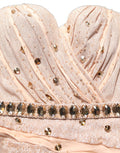 Nude Embellished Strapless Evening Gown Dress