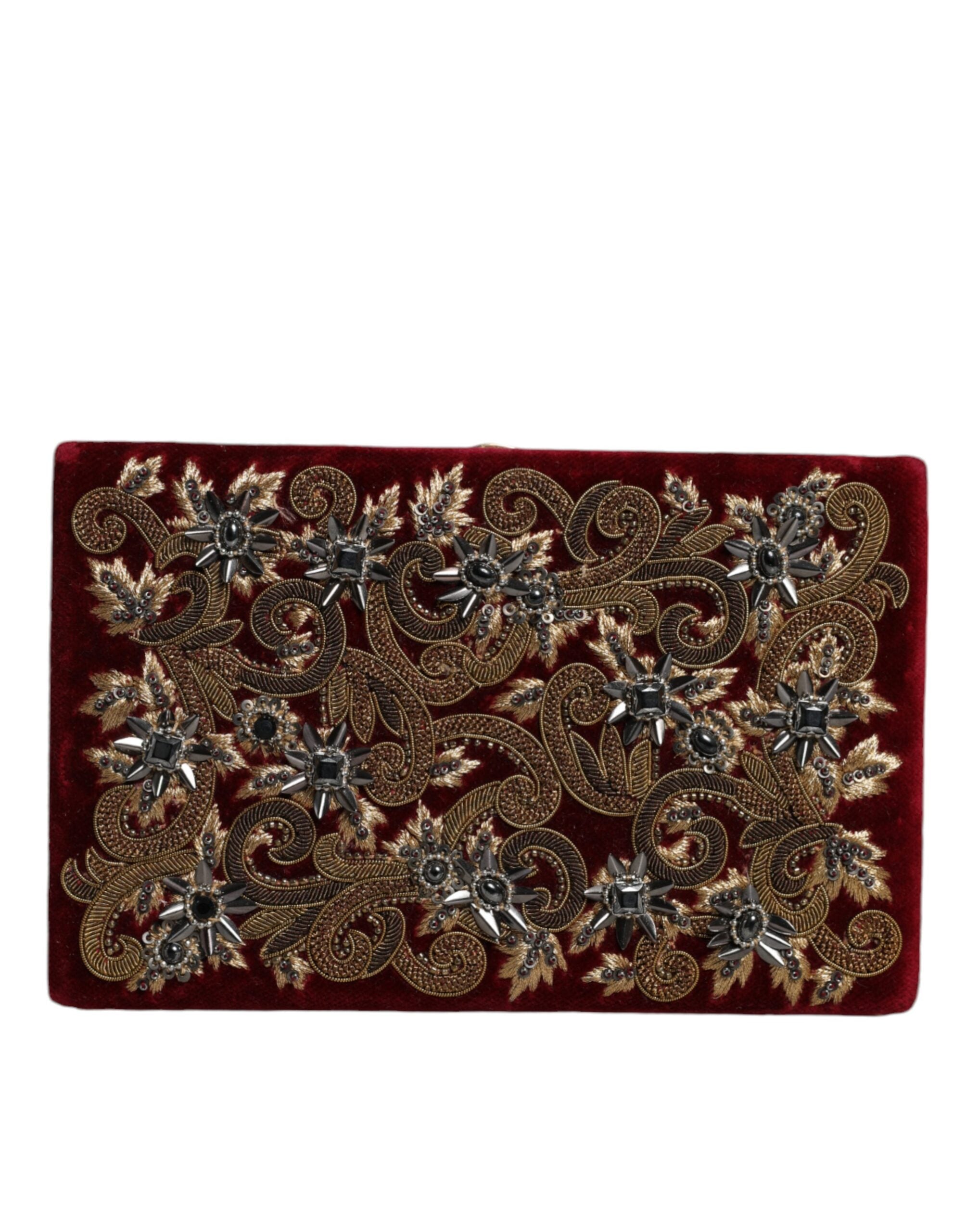 Dolce & Gabbana | Red Velvet Baroque Gold Frame Clutch