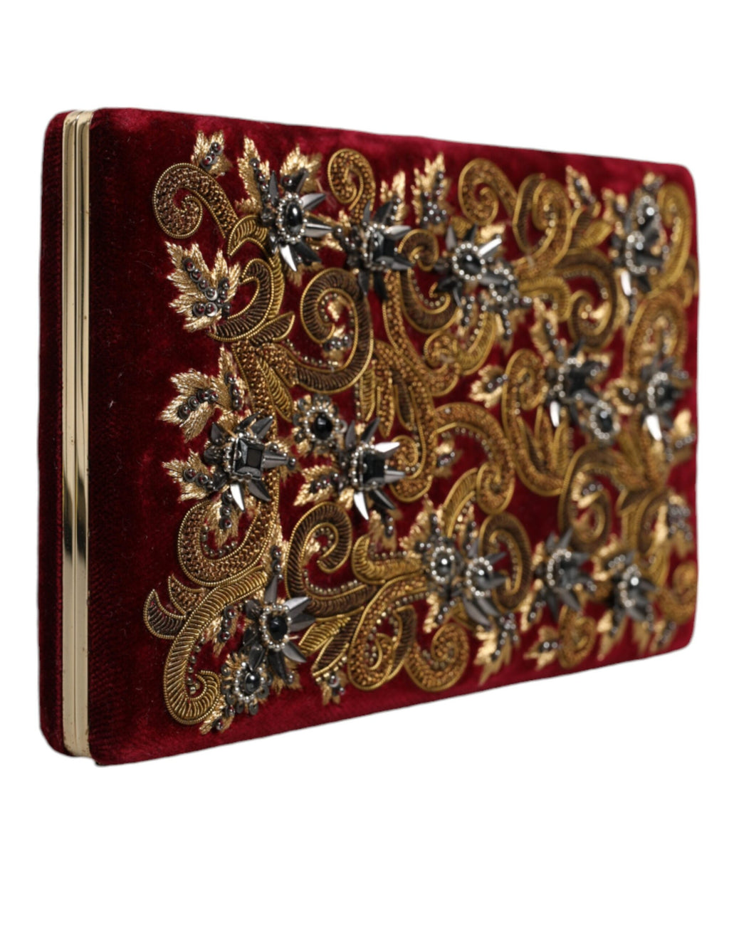 Dolce & Gabbana | Red Velvet Baroque Gold Frame Clutch