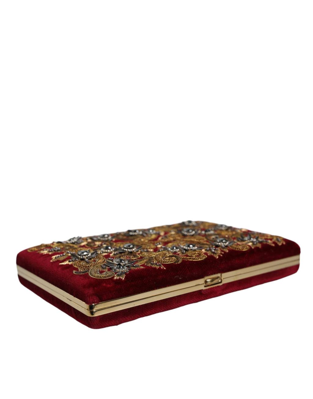 Dolce & Gabbana | Red Velvet Baroque Gold Frame Clutch