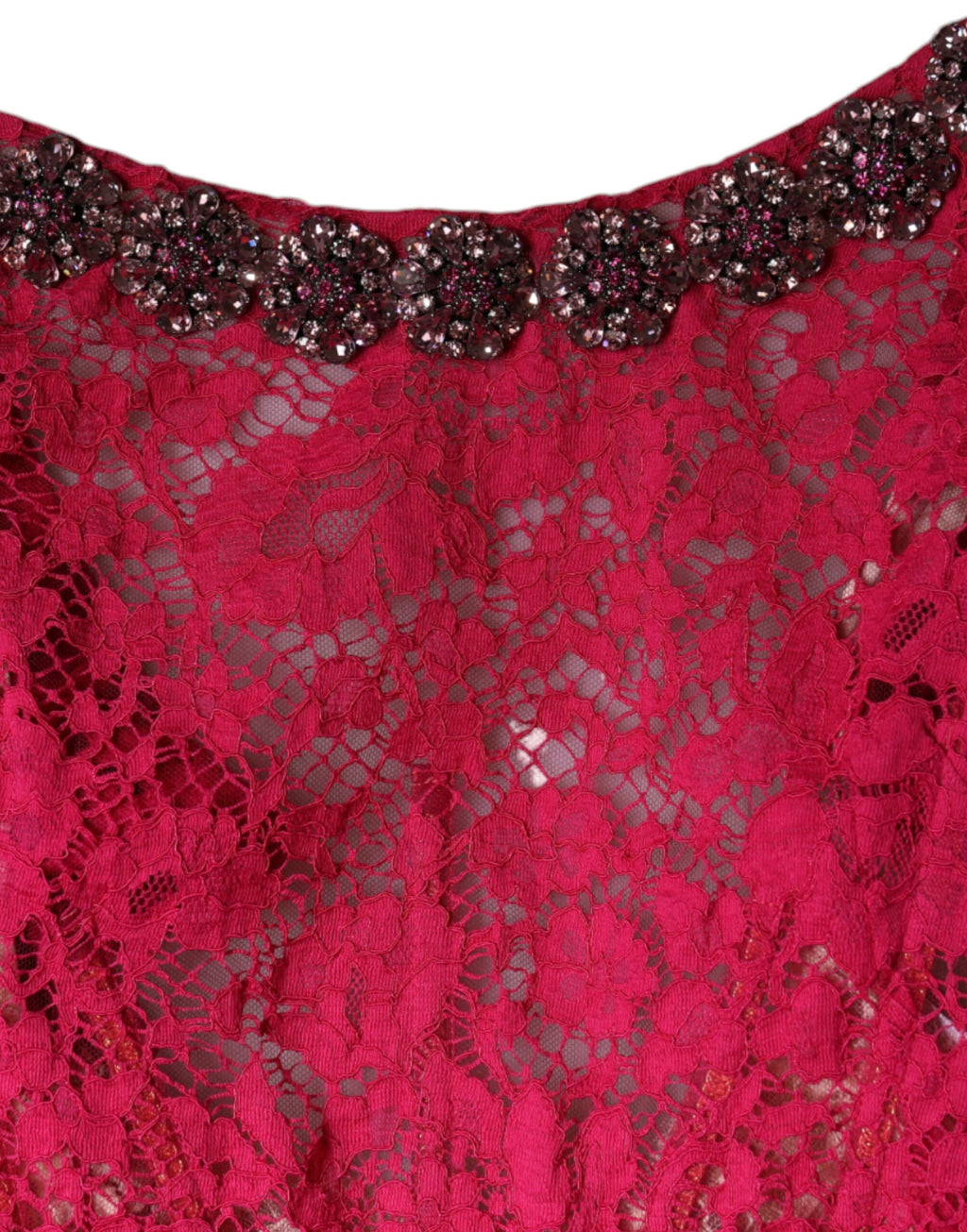 Dolce & Gabbana | Pink Lace Crystal Sheath Long Gown Dress