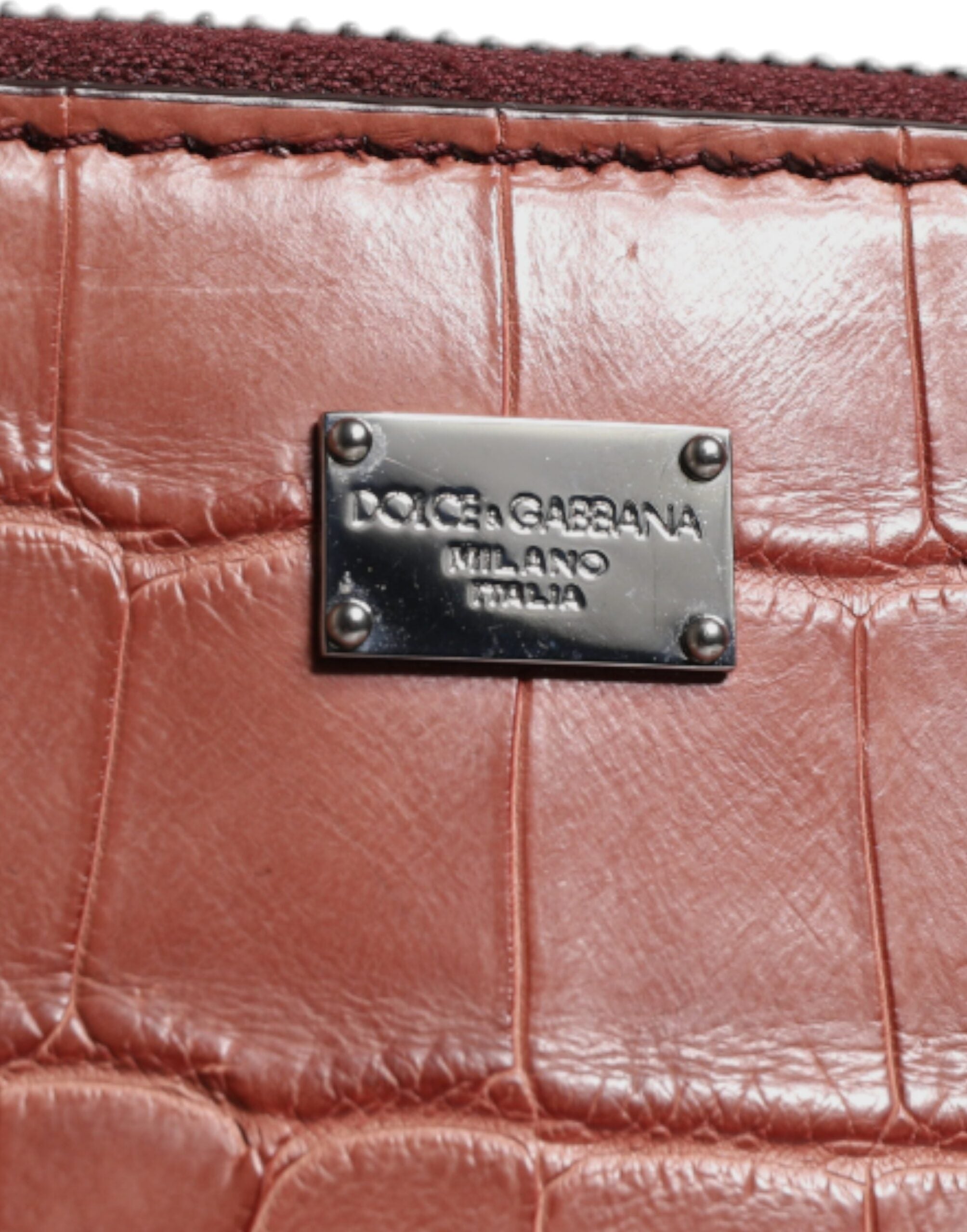 Dolce & Gabbana | Cognac Croc Leather Logo Plaque Men Briefcase Bag