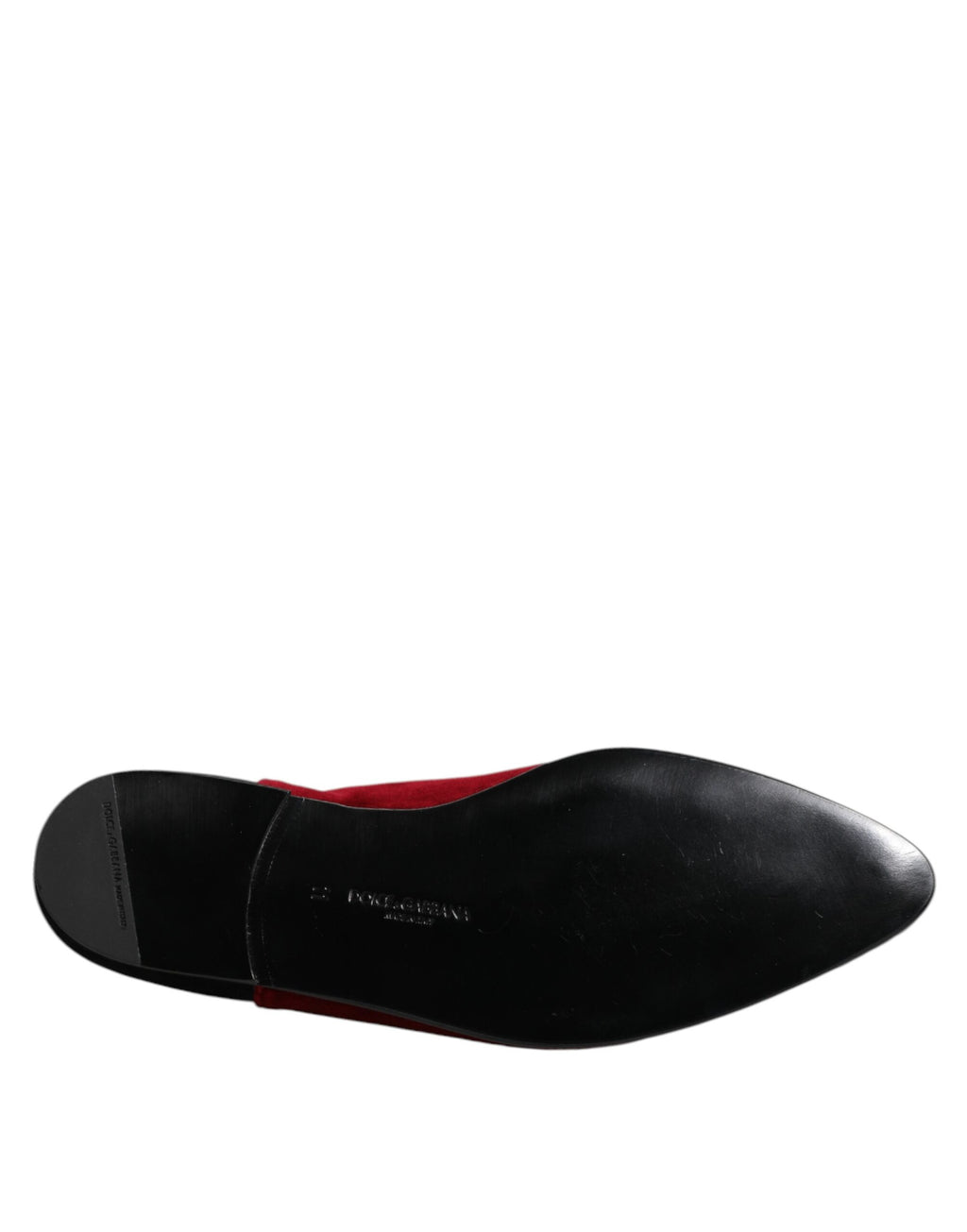 Dolce & Gabbana | Red & Black Velvet Crystal Embellished Loafers