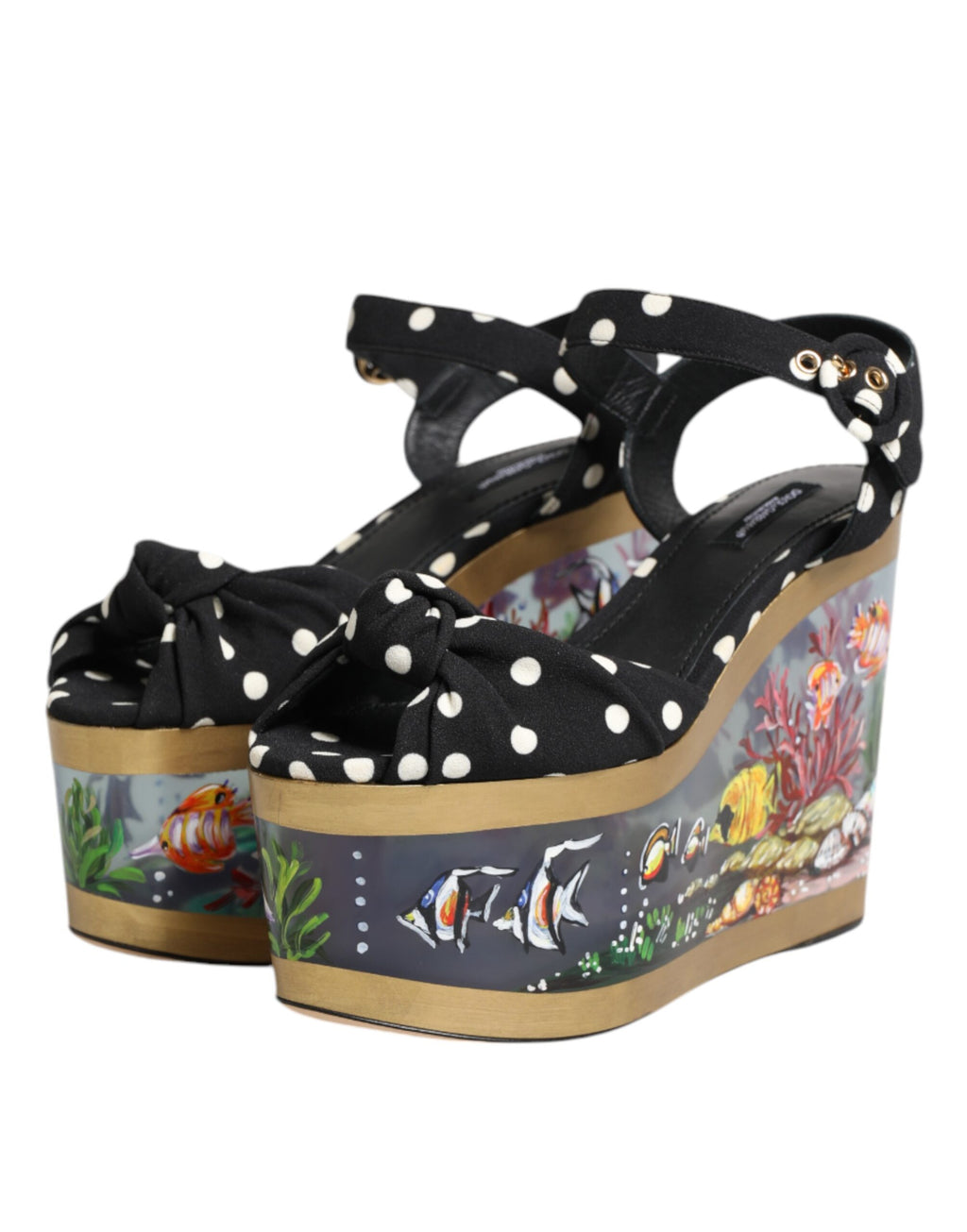 Dolce & Gabbana | Fish & Polka Dot Marine Wedge Sandals