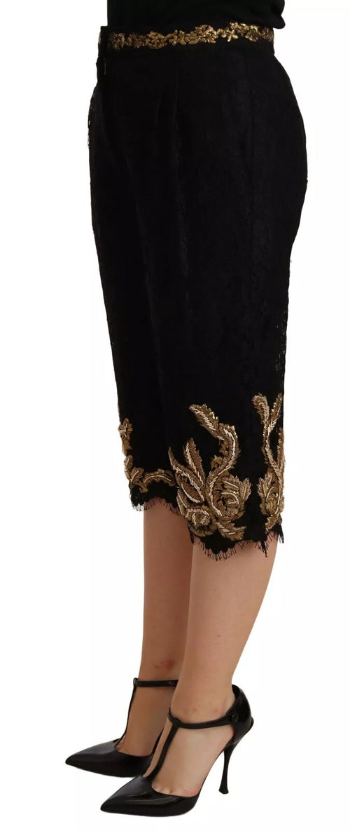 Dolce & Gabbana | Black Lace Golden Baroque SPECIAL PIECE Shorts