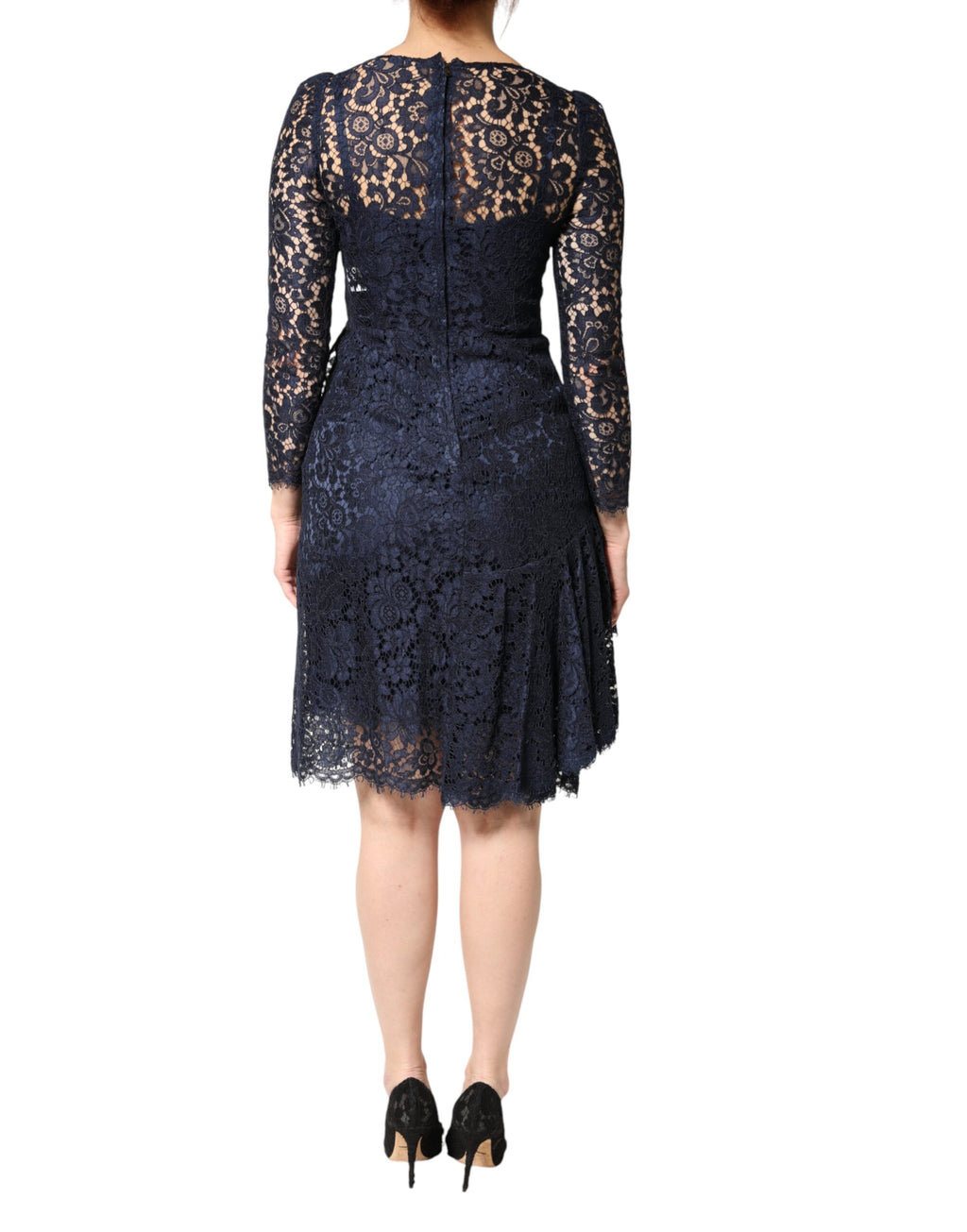 Dolce & Gabbana | Blue Lace Ruffle A‑line Knee Length Dress