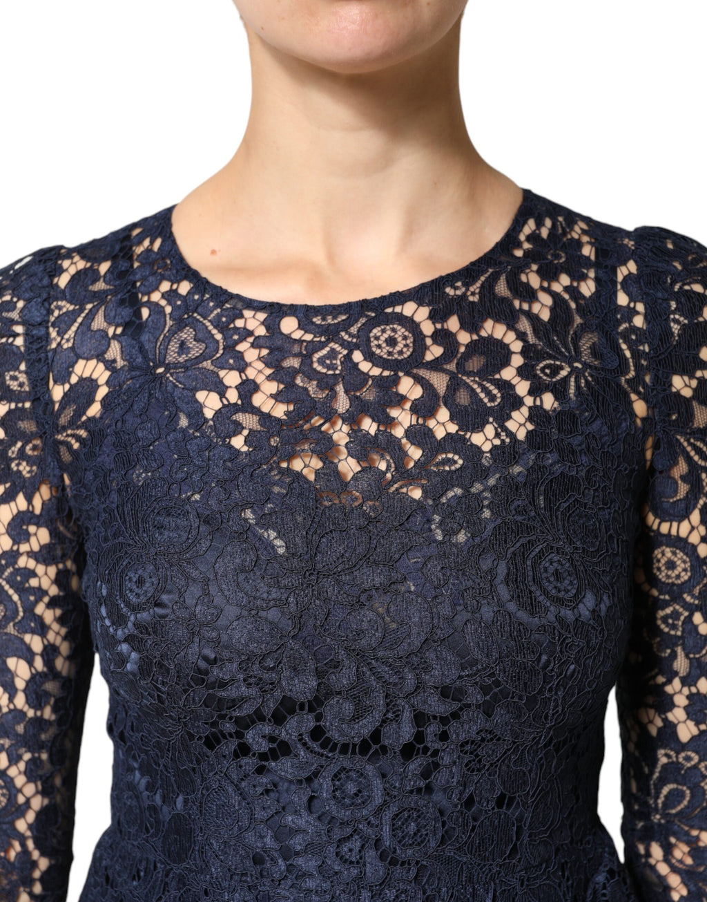 Dolce & Gabbana | Blue Lace Ruffle A‑line Knee Length Dress