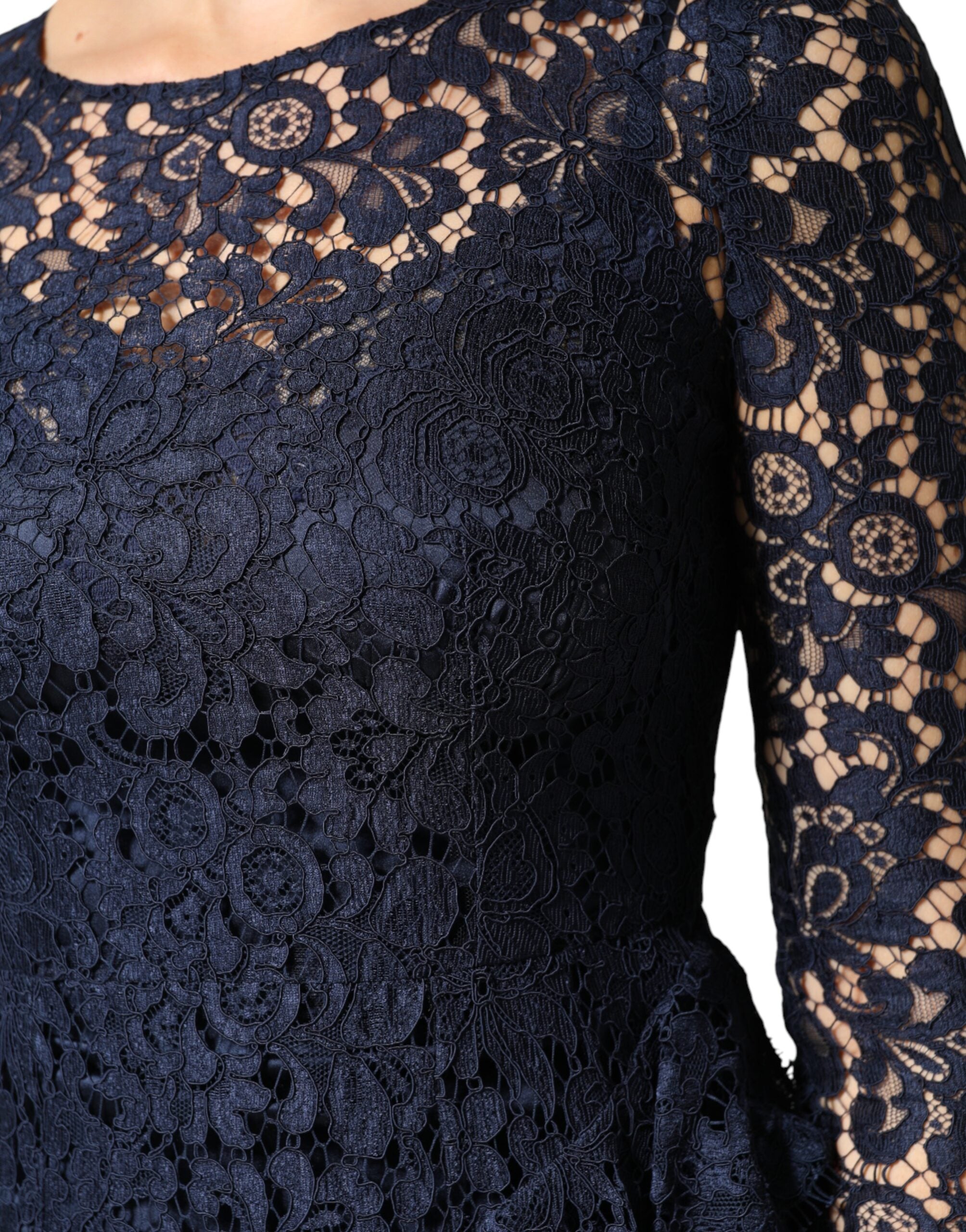 Dolce & Gabbana | Blue Lace Ruffle A‑line Knee Length Dress