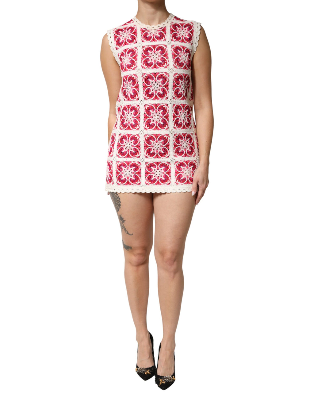 Dolce & Gabbana | Multicolor Brick Stitched Crochet Mini Dress
