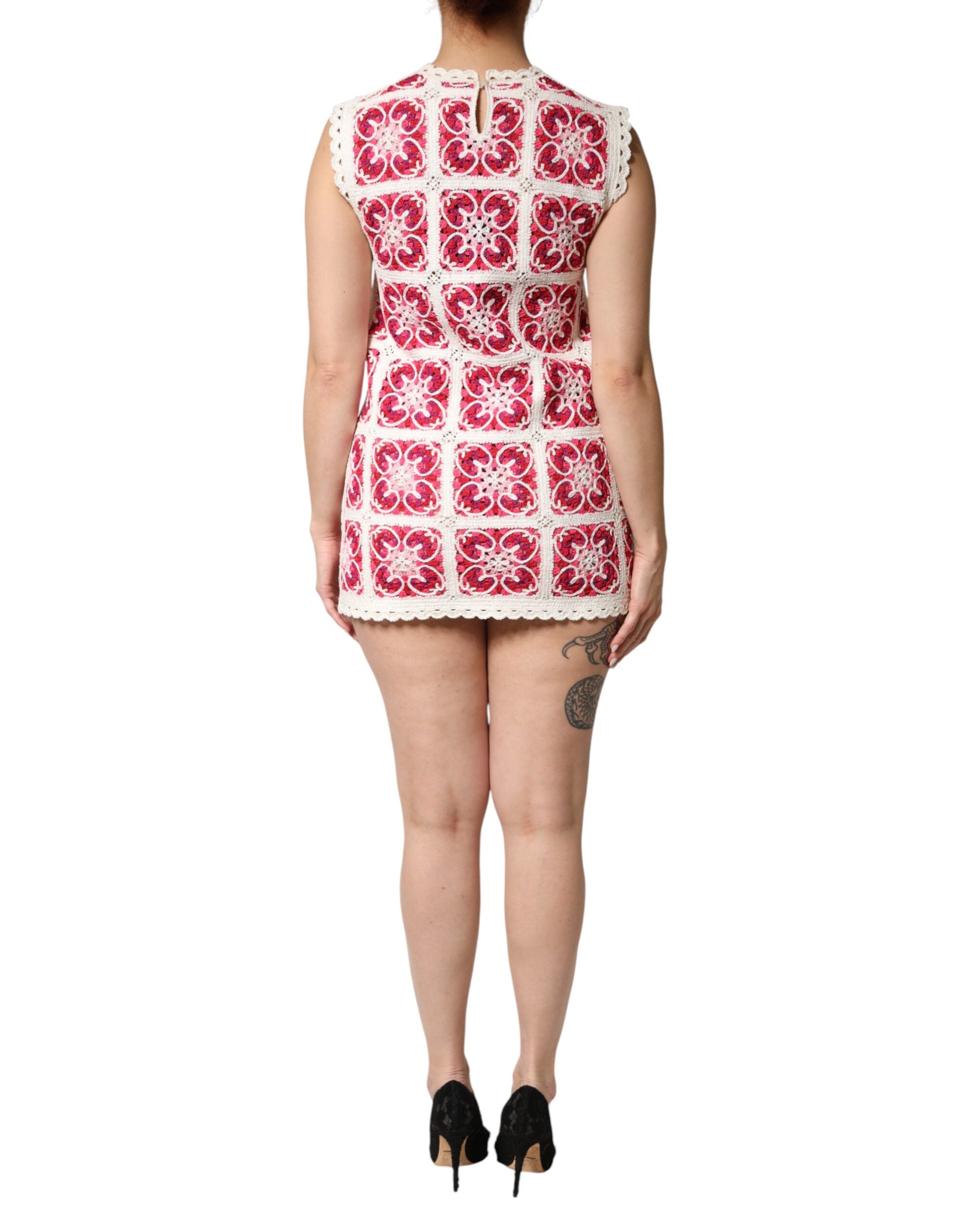 Dolce & Gabbana | Multicolor Brick Stitched Crochet Mini Dress